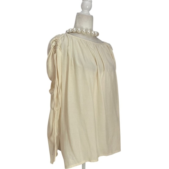 Modern Citizen Akari Semi Sheer Gathered Shoulder Blouse NWOT Cream Natural - Picture 6 of 15